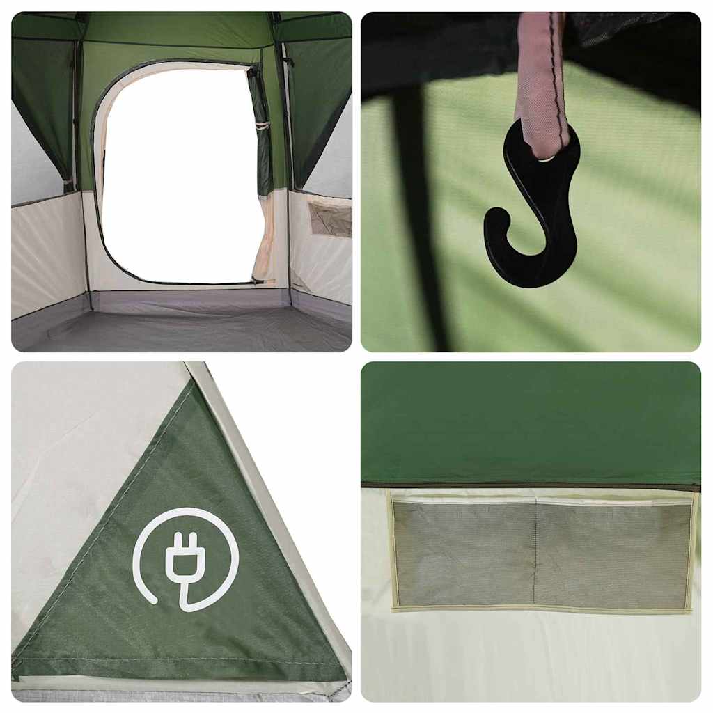 Cabin Zelt 3-Personen mit Dach Grün und Weiß 320 x 320 x 203 cm