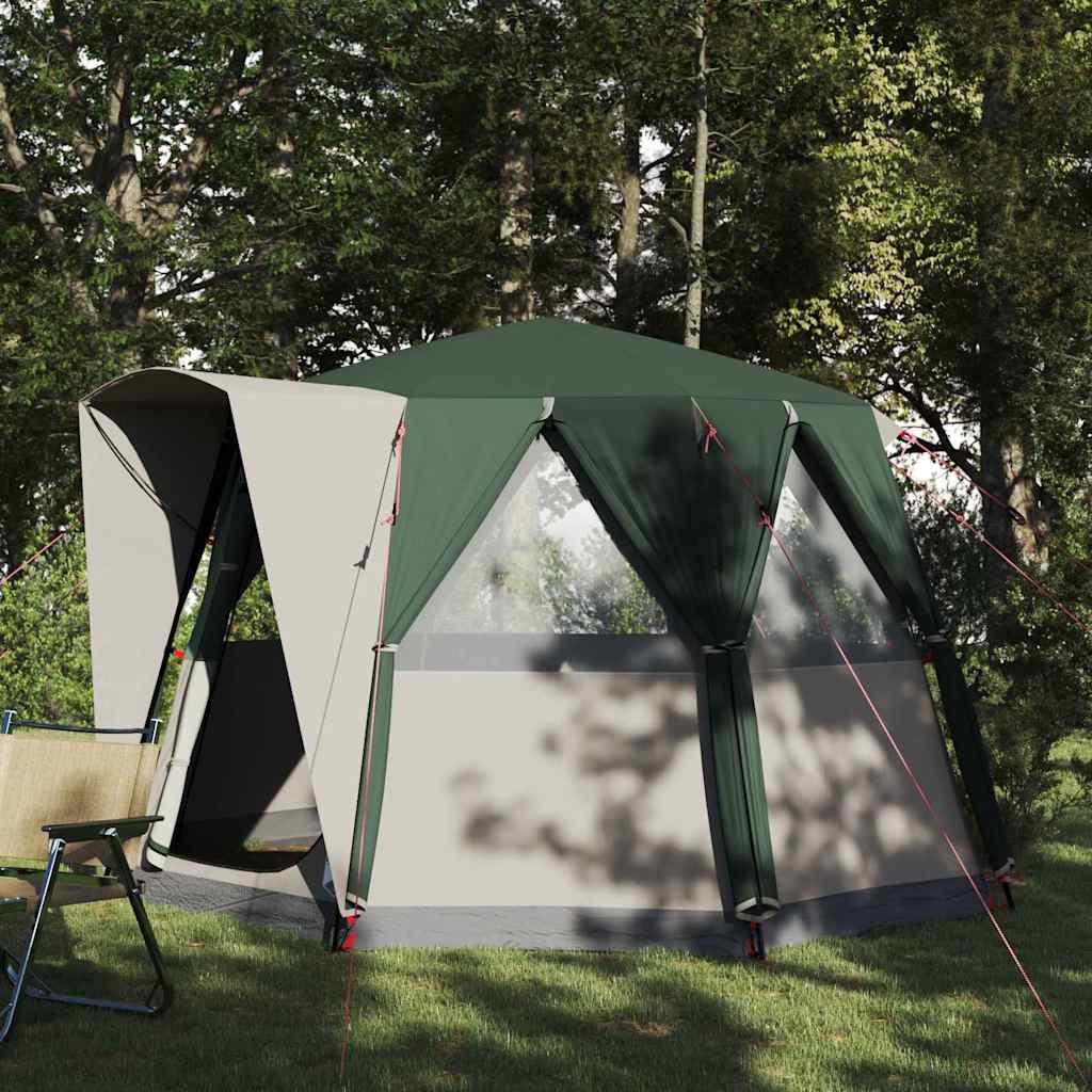 Cabin Zelt 3-Personen mit Dach Grün und Weiß 320 x 320 x 203 cm