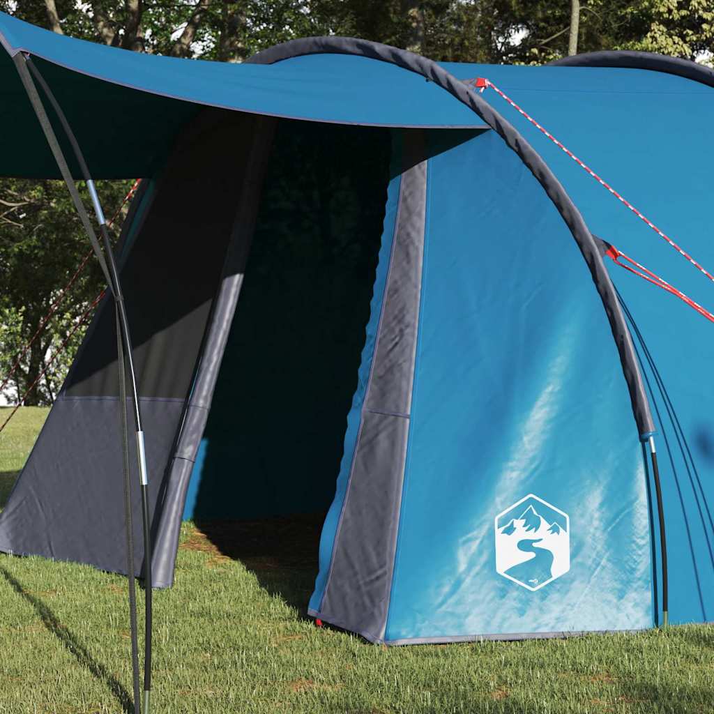 Tunnelzelt 4-Personen mit Dach Blau und Grau 740 x 370 x 220 cm