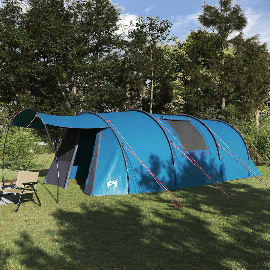 Tunnelzelt 4-Personen mit Dach Blau und Grau 740 x 370 x 220 cm