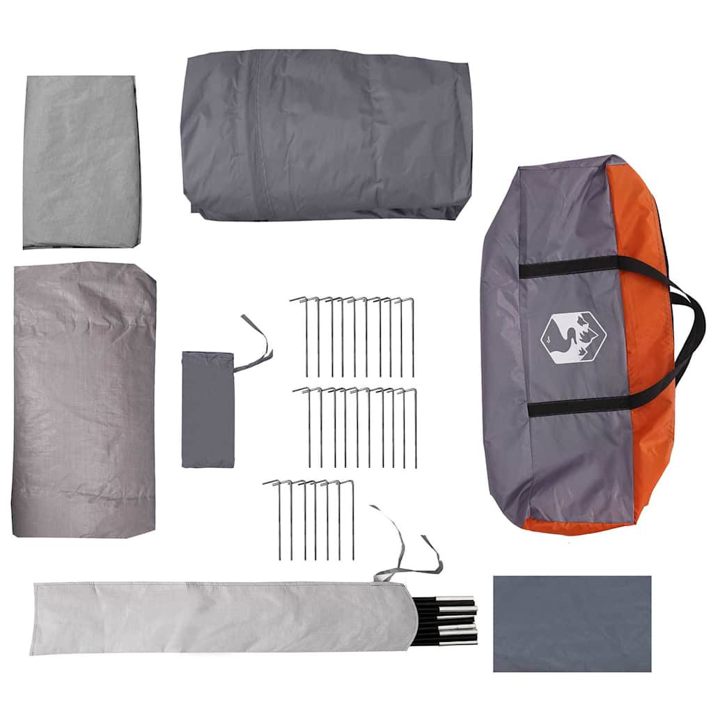 Tunnelzelt 4-Personen Grau und Orange 740 x 370 x 220 cm