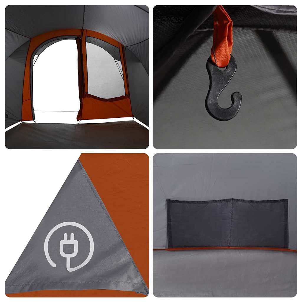 Tunnelzelt 4-Personen Grau und Orange 740 x 370 x 220 cm