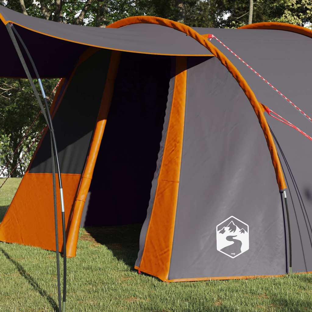 Tunnelzelt 4-Personen Grau und Orange 740 x 370 x 220 cm