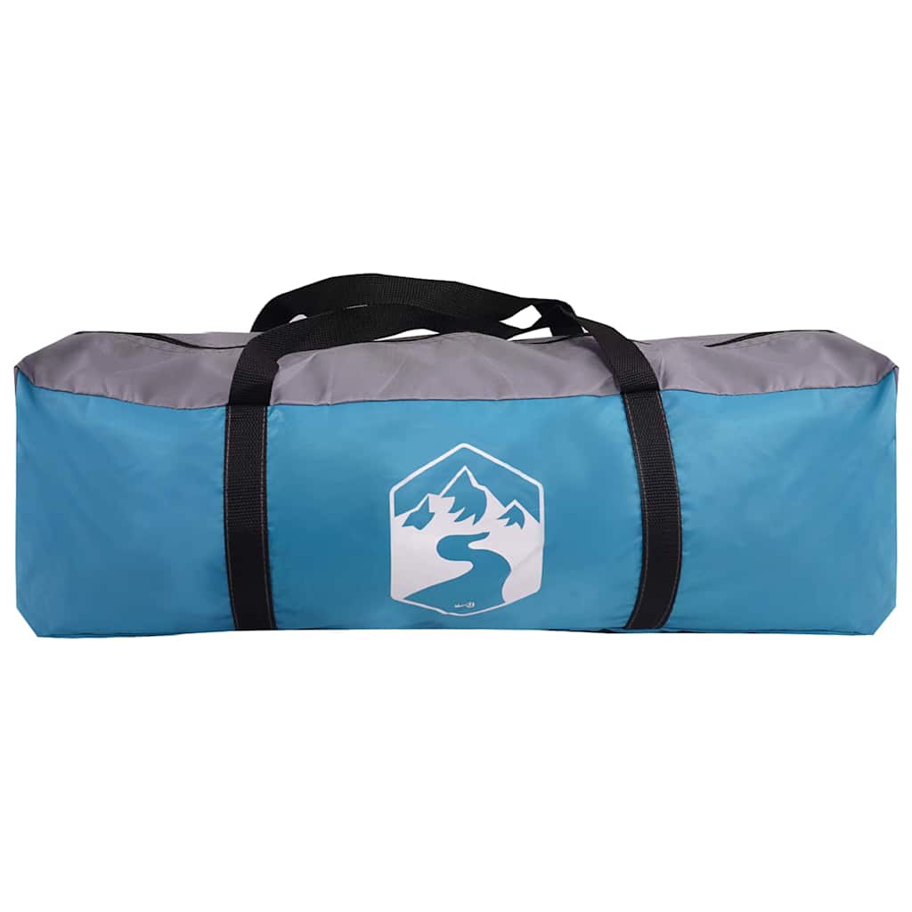 Tunnelzelt 4-Personen mit Dach Blau und Grau 778 x 356 x 210 cm