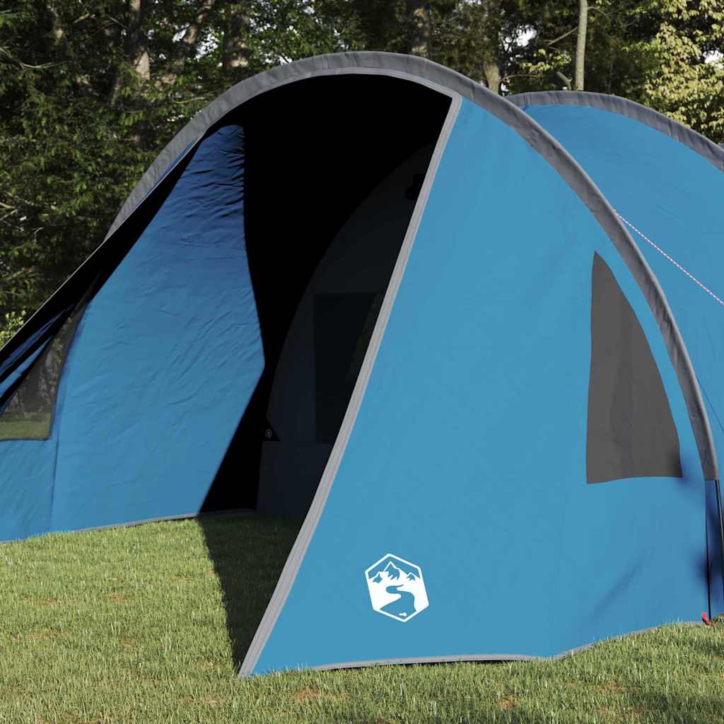 Tunnelzelt 4-Personen mit Dach Blau und Grau 778 x 356 x 210 cm
