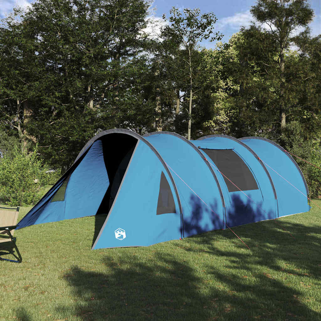 Tunnelzelt 4-Personen mit Dach Blau und Grau 778 x 356 x 210 cm