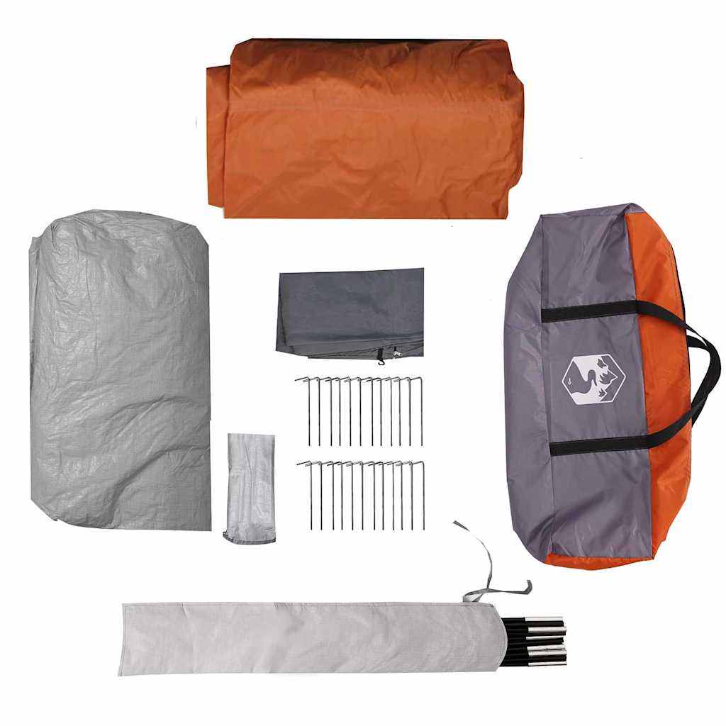 Tunnelzelt für 5 Personen Grau und Orange 805 x 405 x 211 cm