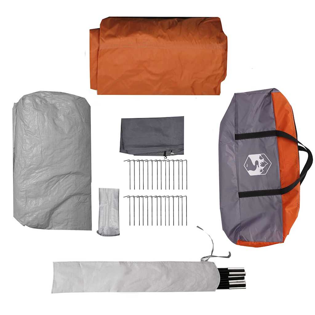 Tunnelzelt für 6 Personen Grau und Orange 890 x 470 x 220 cm