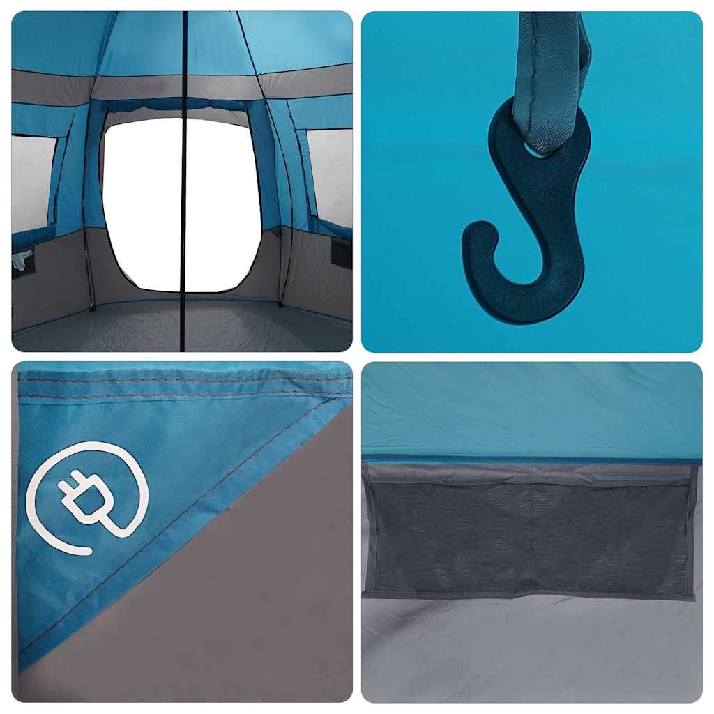 Kabine Zelt 12-Personen Blau und Grau 500 x 500 x 294 cm
