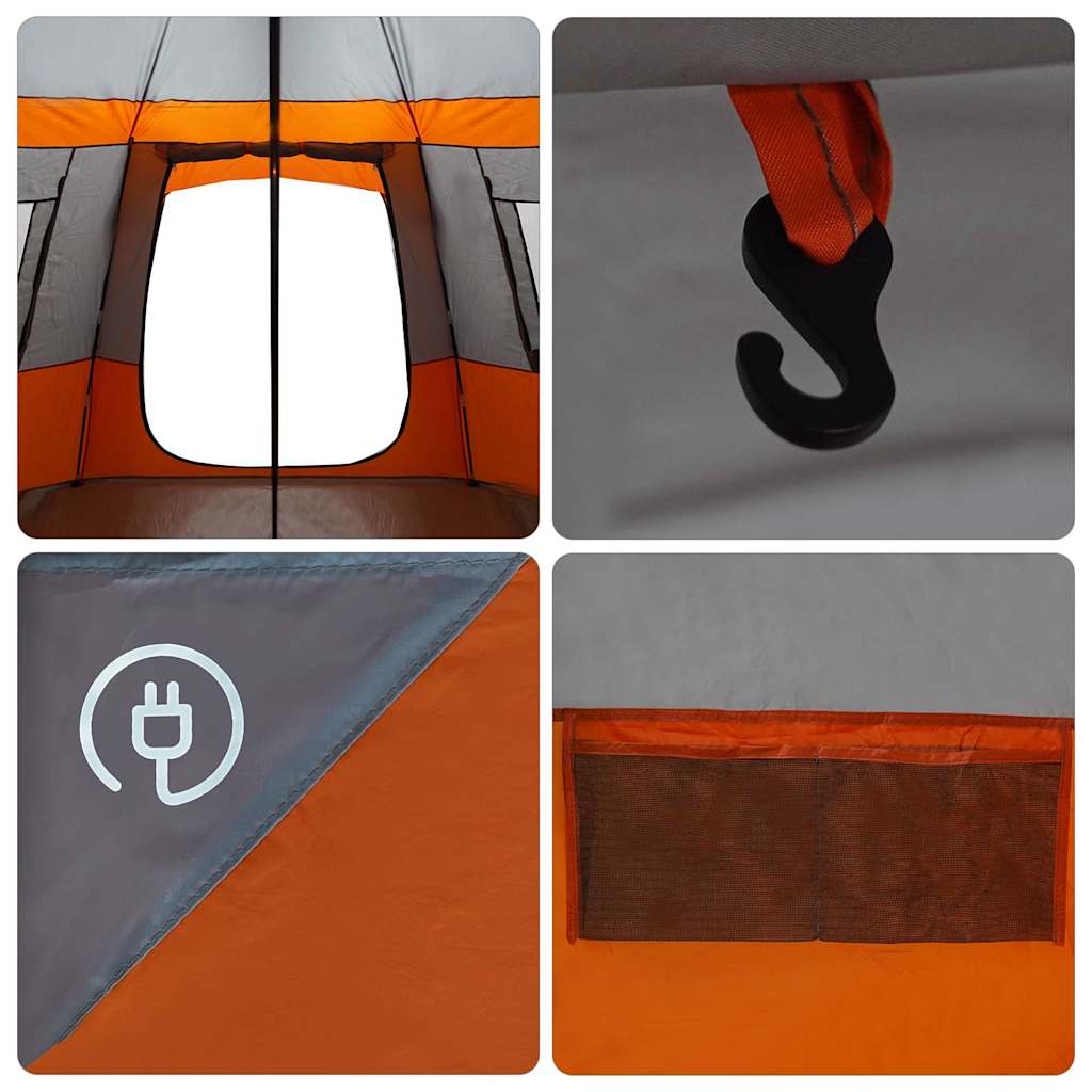 Kabine Zelt 12-Personen Grau und Orange 500 x 500 x 294 cm