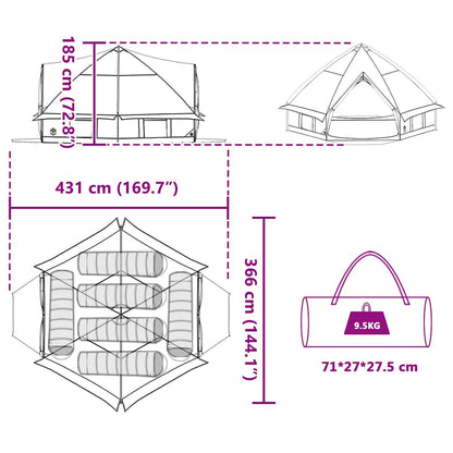 Teepee Zelt für 6 Personen 6 Personen Grün und Weiß