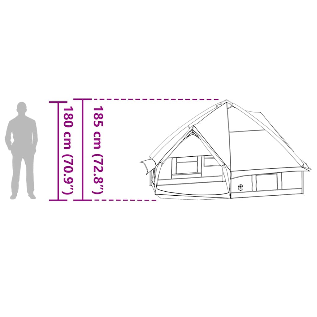 Teepee Zelt für 6 Personen 6 Personen Grau und Orange