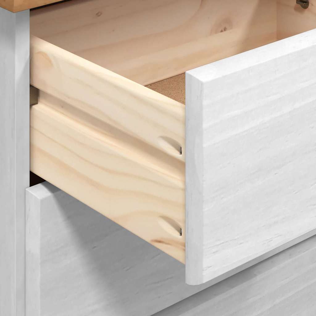 Hutch ASKIM Weiß 91 x 40 x 200,5 cm Massives Kiefernholz