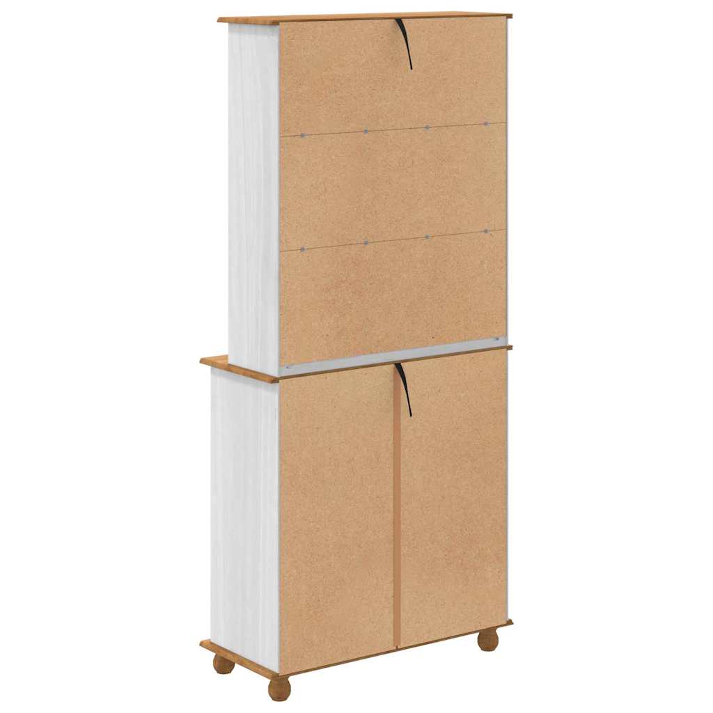 Hutch mit Regal ASKIM Weiß 91 x 40 x 200,5 cm Massivholz Kiefer