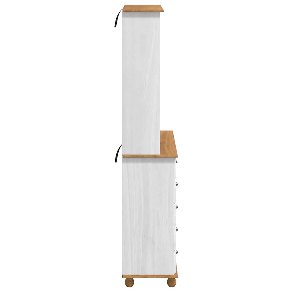 Hutch mit Regal ASKIM Weiß 91 x 40 x 200,5 cm Massivholz Kiefer