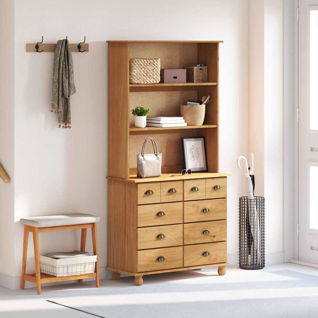 Hutch ASKIM Honigwachs 91 x 40 x 184 cm Massives Kiefernholz