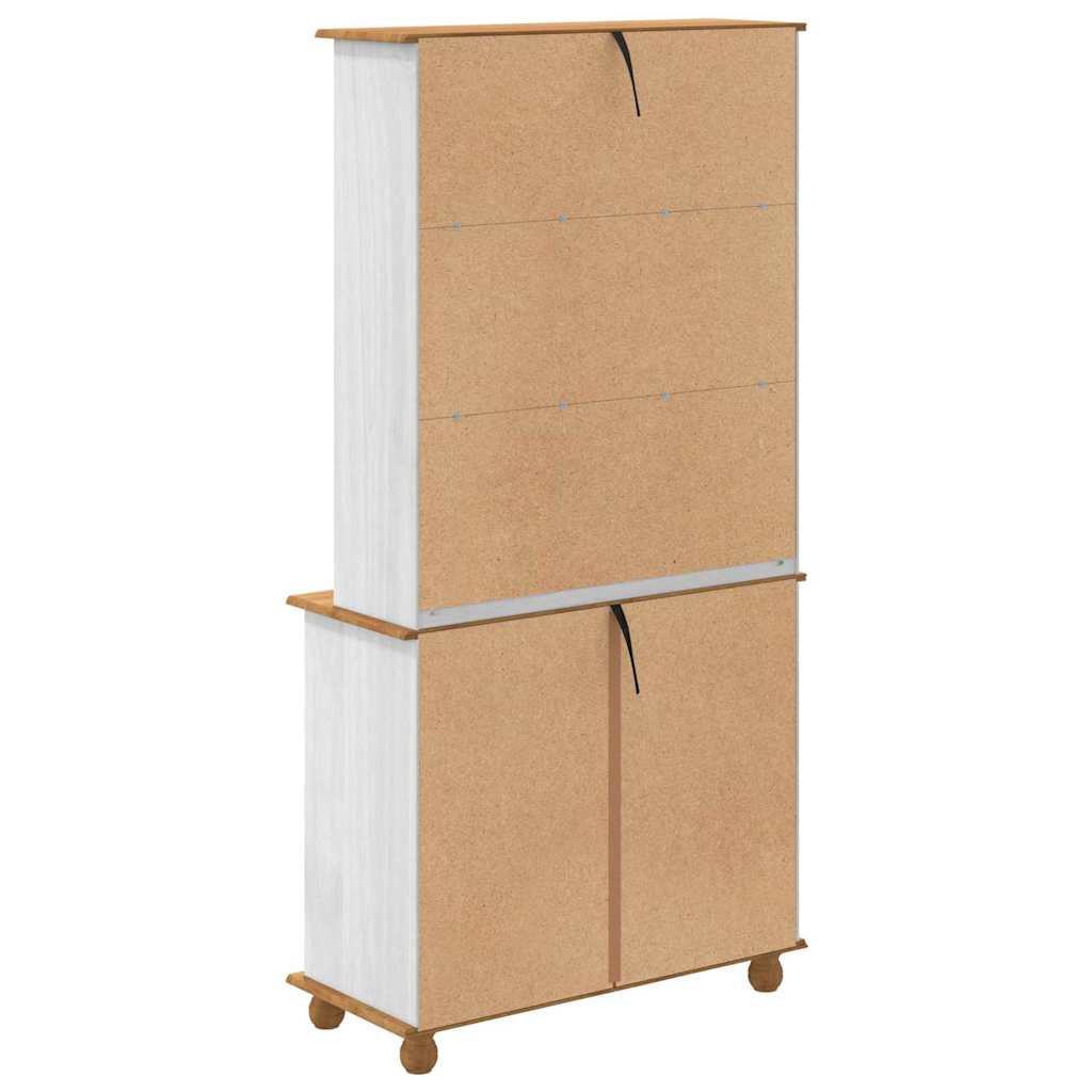 Hutch mit Regal ASKIM Weiß 91 x 40 x 184 cm Massivholz Kiefer