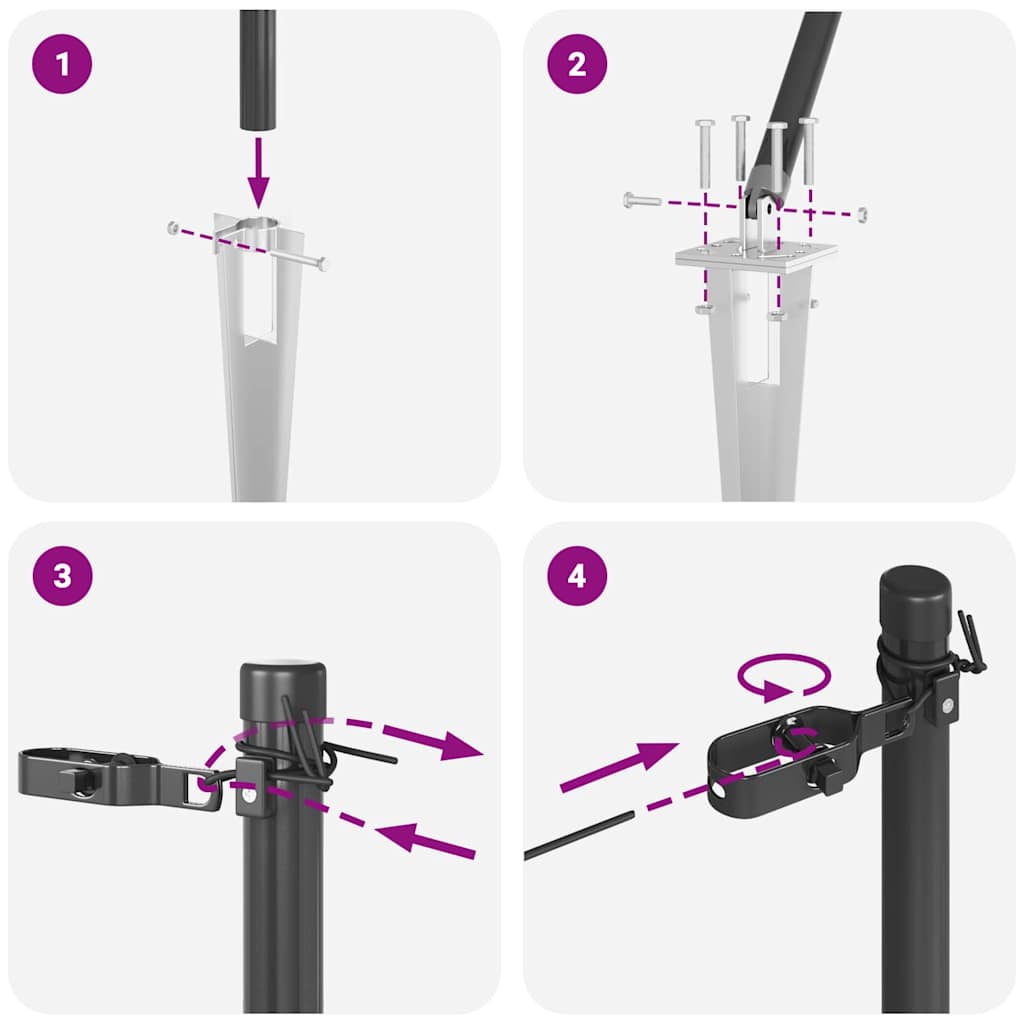 Zaunpfosten mit Einschlaghülse 13 Stk. Grau