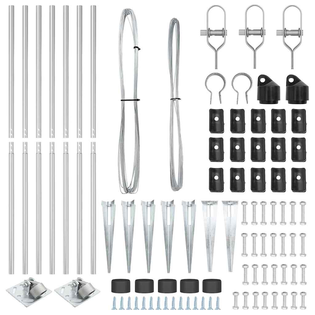 Zaunpfosten mit Einschlaghülse 7 Stk. Silber