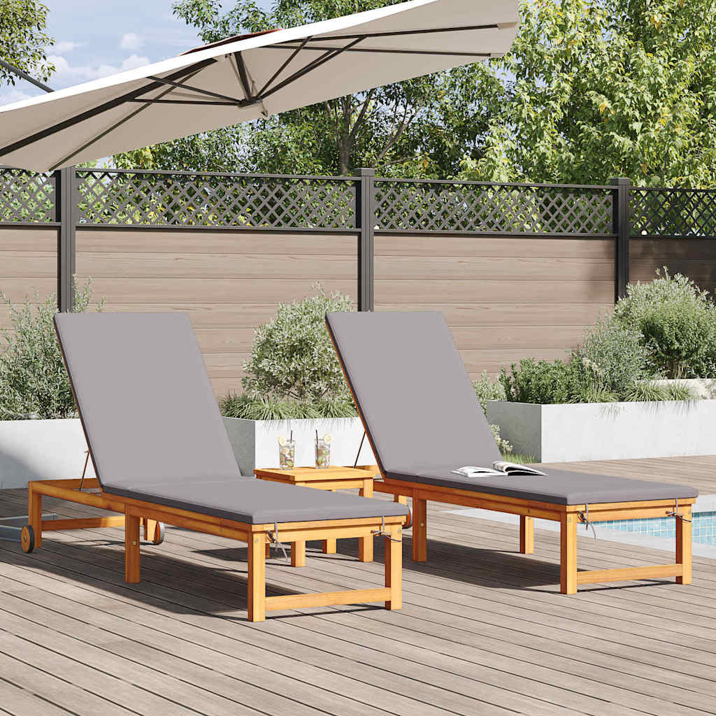 Sonnenliege 3 pcs Braun Massivholz Akazie