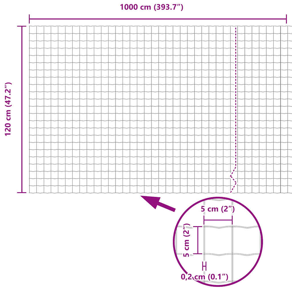 Eurozaun 1,2 x 10 m PVC-beschichtetes Eisen