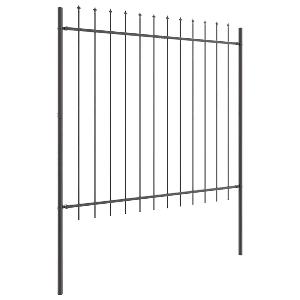 Gartenzaun WOERDEN 1,7 x 1,5 m Pulverbeschichteter Stahl Grau