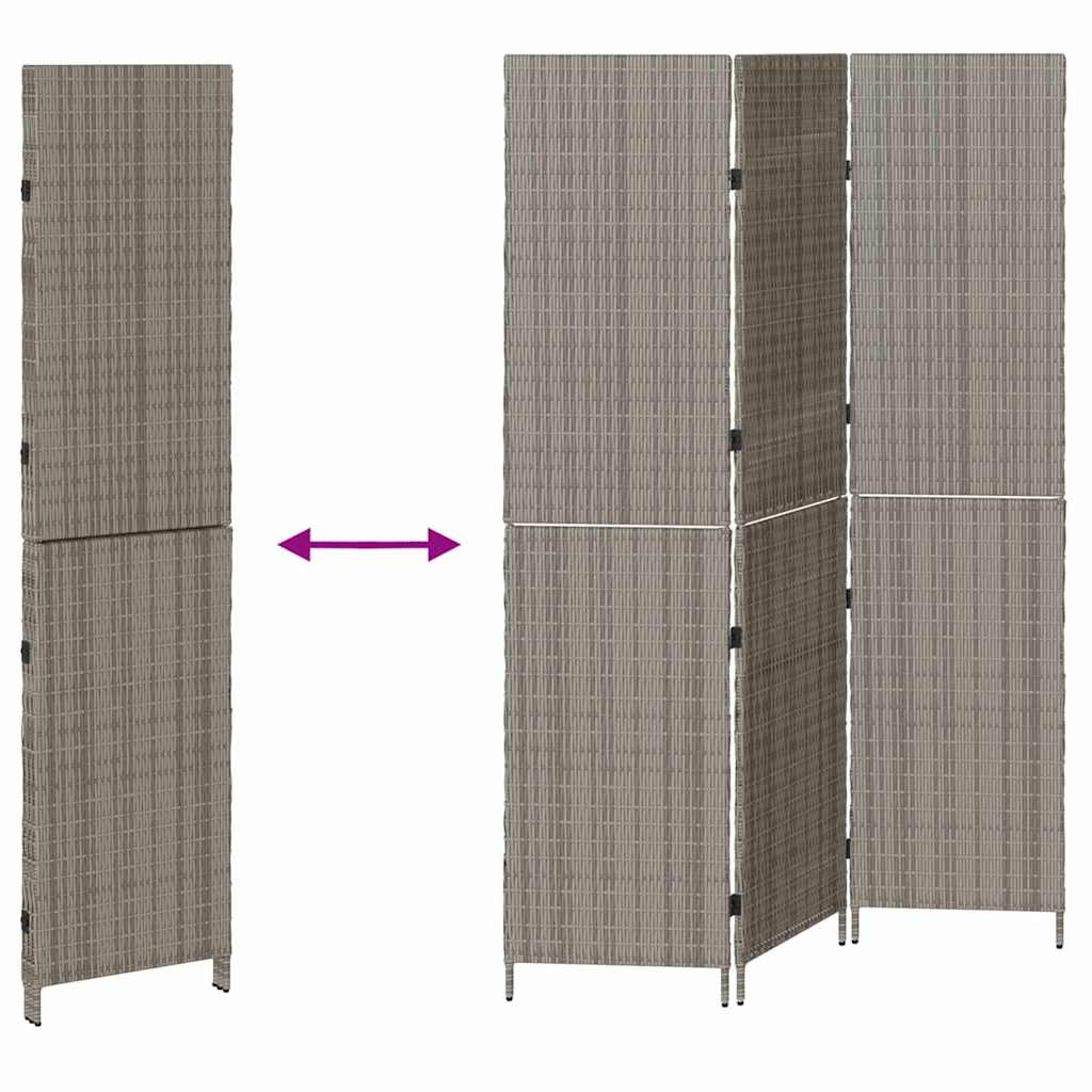 Raumteiler Grau 146 x 180 cm Poly-Rattan