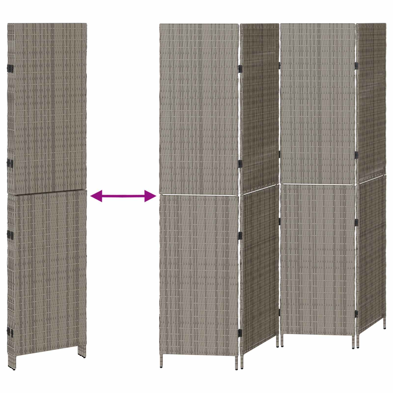 Raumteiler Grau 195 x 180 cm Poly-Rattan