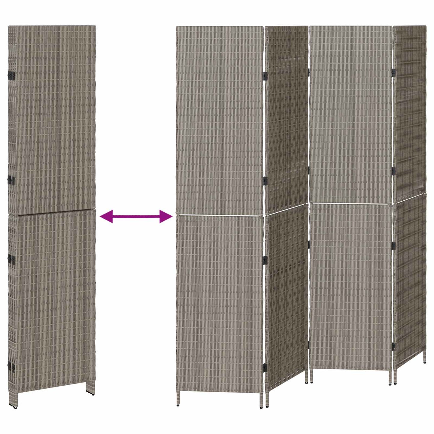 Raumteiler Grau 195 x 180 cm Poly-Rattan