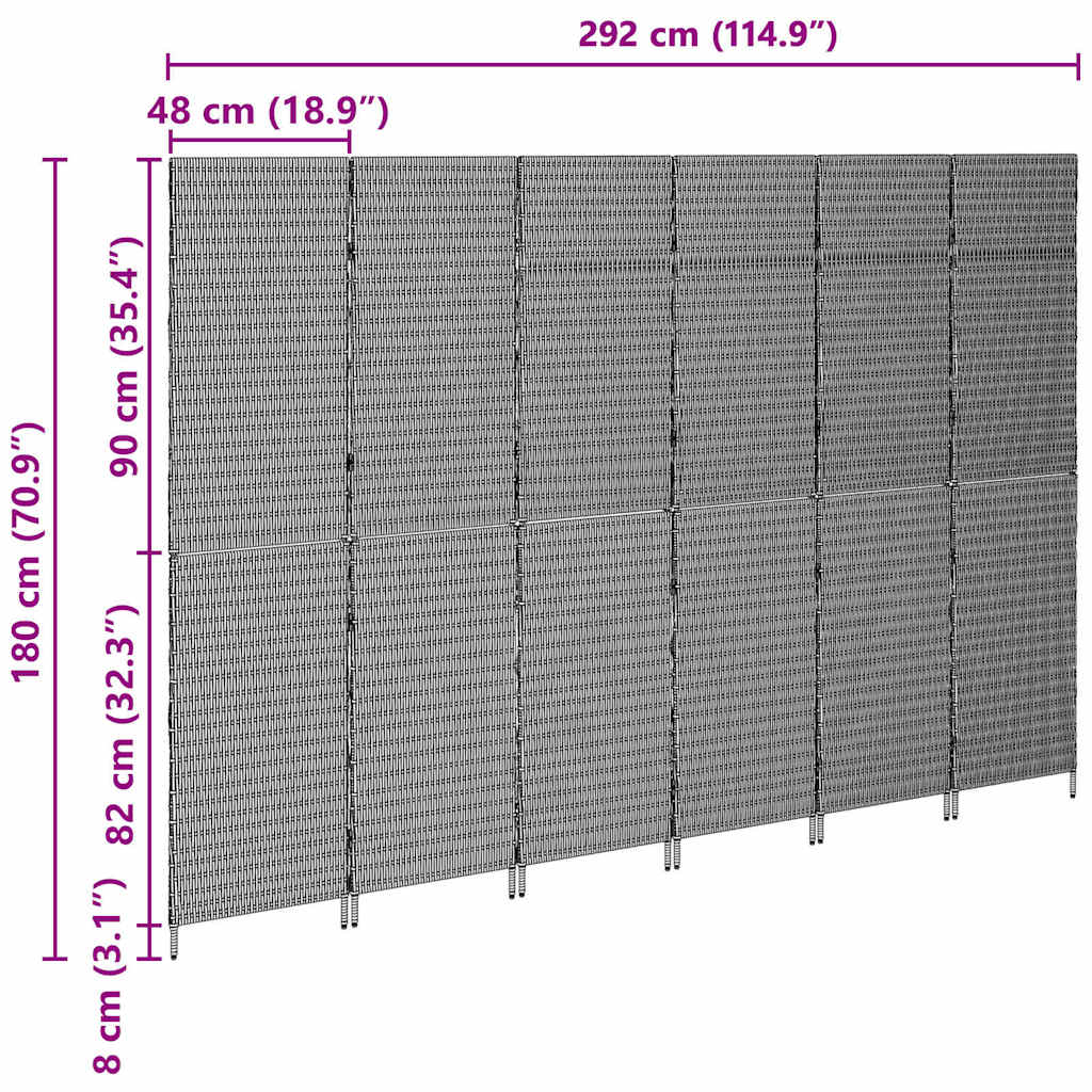 Raumteiler Beige 292 x 180 cm Poly-Rattan