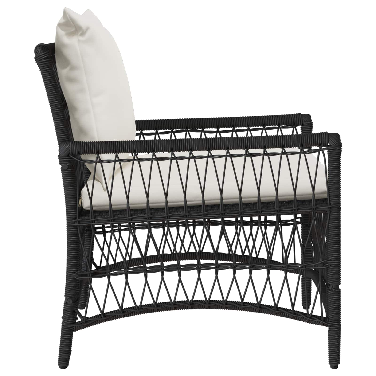 Gartenstuhl mit Kissen Schwarz 73 x 61 x 77 cm Poly-Rattan