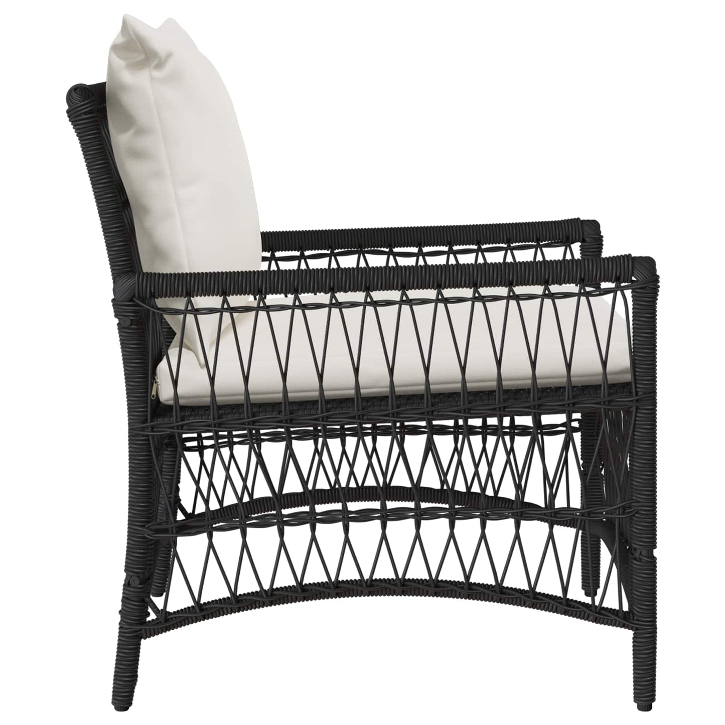 Gartenstuhl mit Kissen Schwarz 73 x 61 x 77 cm Poly-Rattan