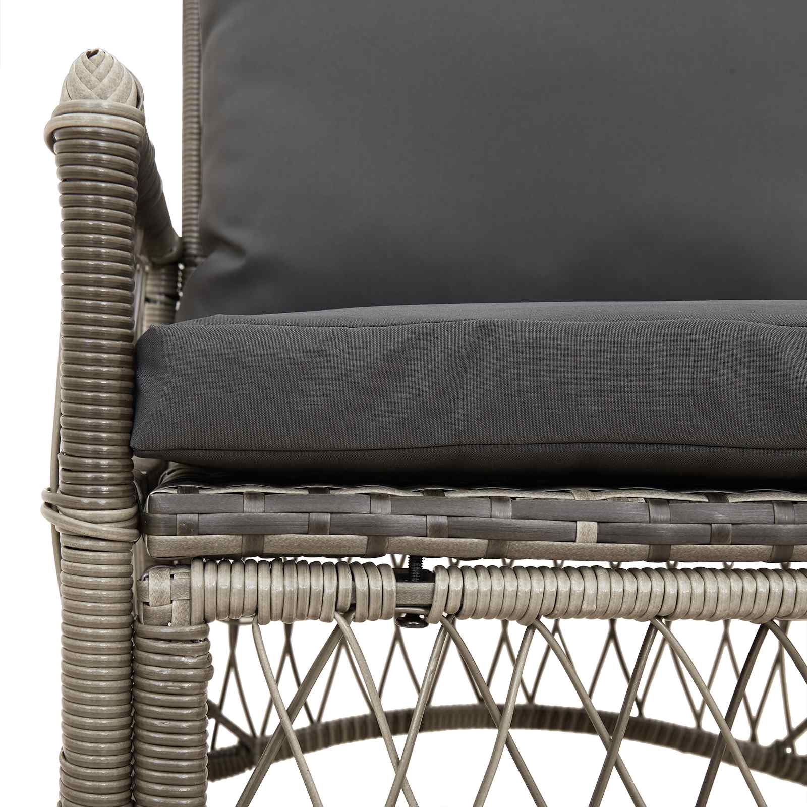 Gartenstuhl mit Kissen Grau 73 x 61 x 77 cm Poly-Rattan