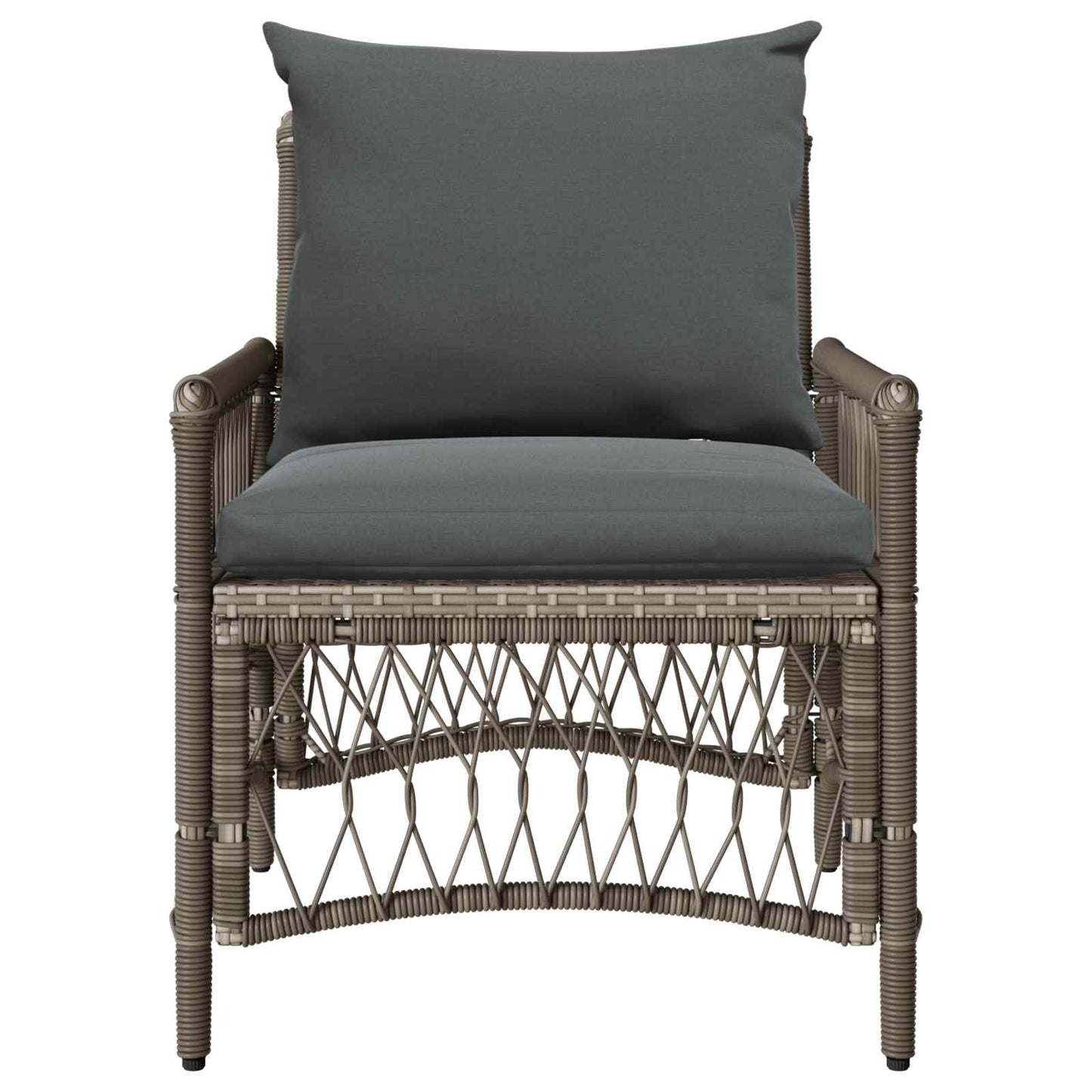 Gartenstuhl mit Kissen Grau 73 x 61 x 77 cm Poly-Rattan