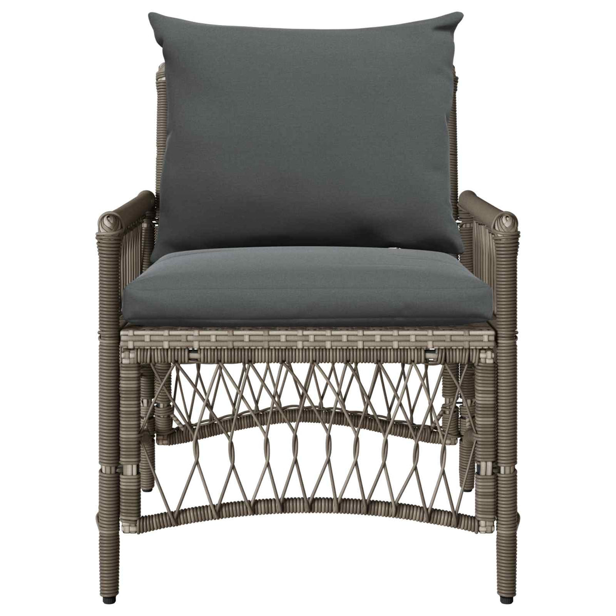 Gartenstuhl mit Kissen Grau 73 x 61 x 77 cm Poly-Rattan