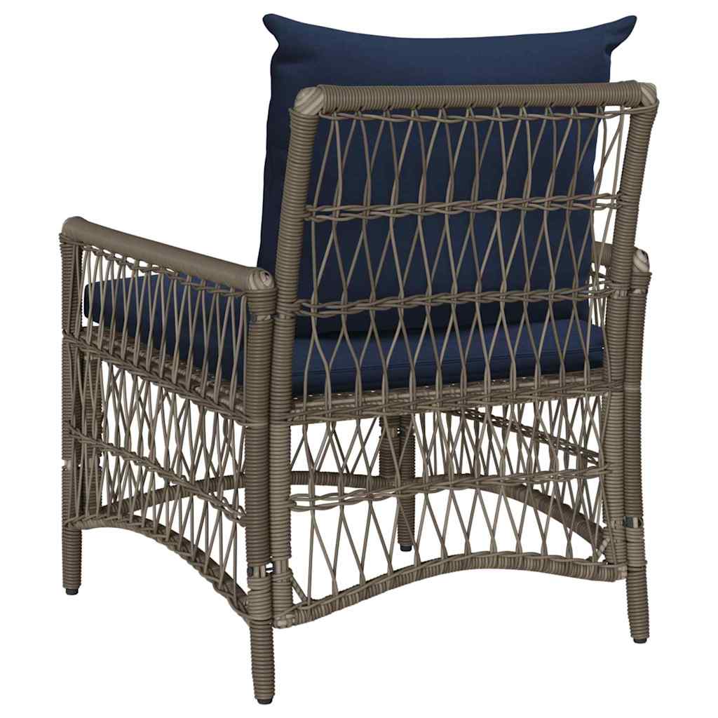 Gartenstuhl mit Kissen Grau 73 x 61 x 77 cm Poly-Rattan