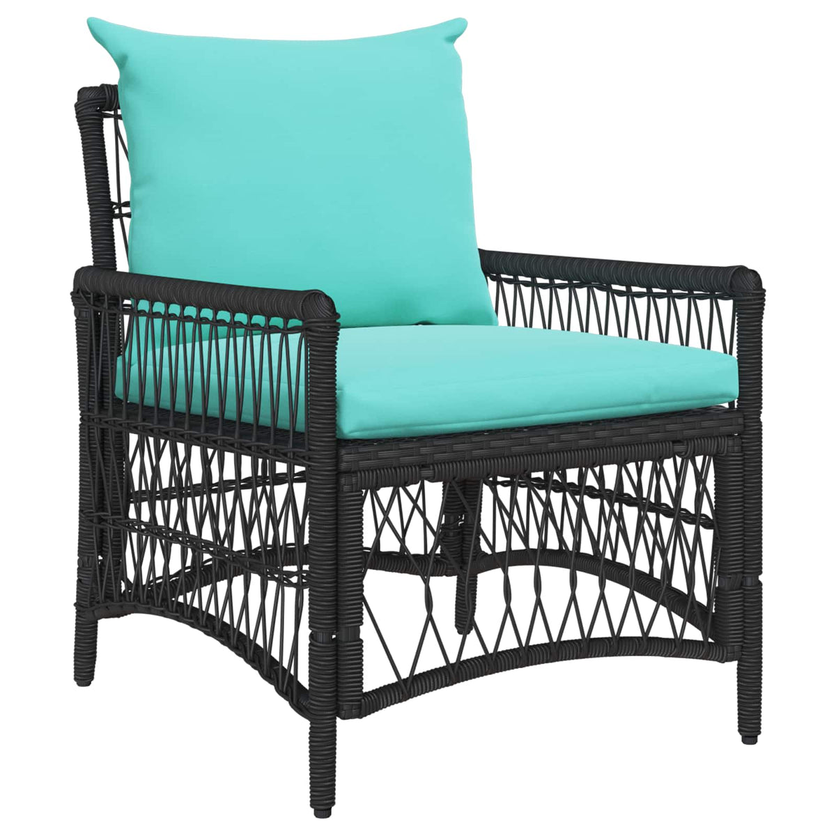 Gartenstuhl mit Kissen Schwarz 73 x 61 x 77 cm Poly-Rattan