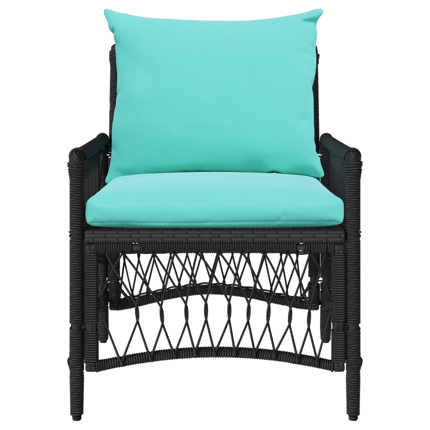 Gartenstuhl mit Kissen Schwarz 73 x 61 x 77 cm Poly-Rattan