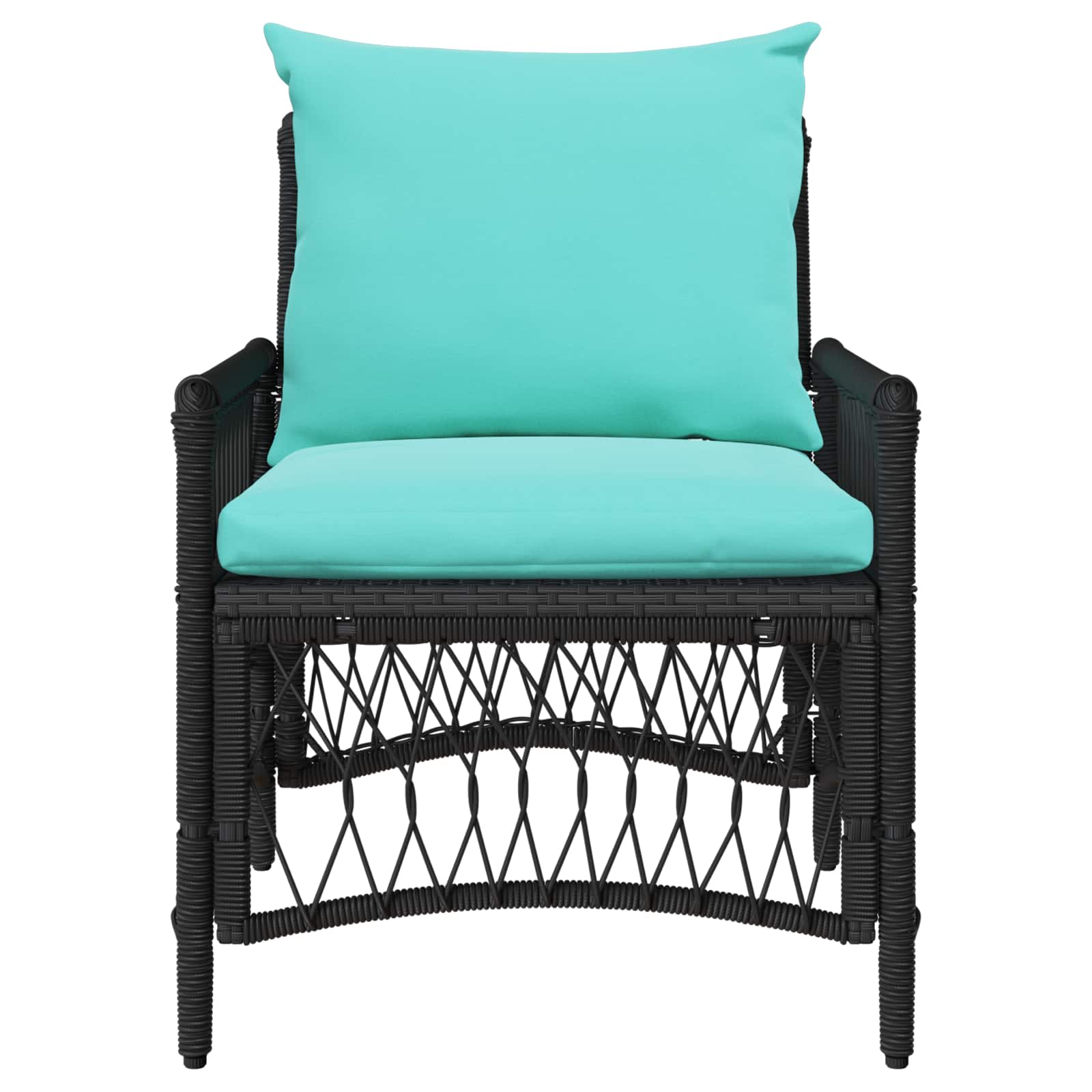 Gartenstuhl mit Kissen Schwarz 73 x 61 x 77 cm Poly-Rattan