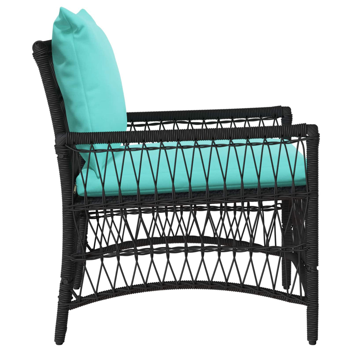 Gartenstuhl mit Kissen Schwarz 73 x 61 x 77 cm Poly-Rattan