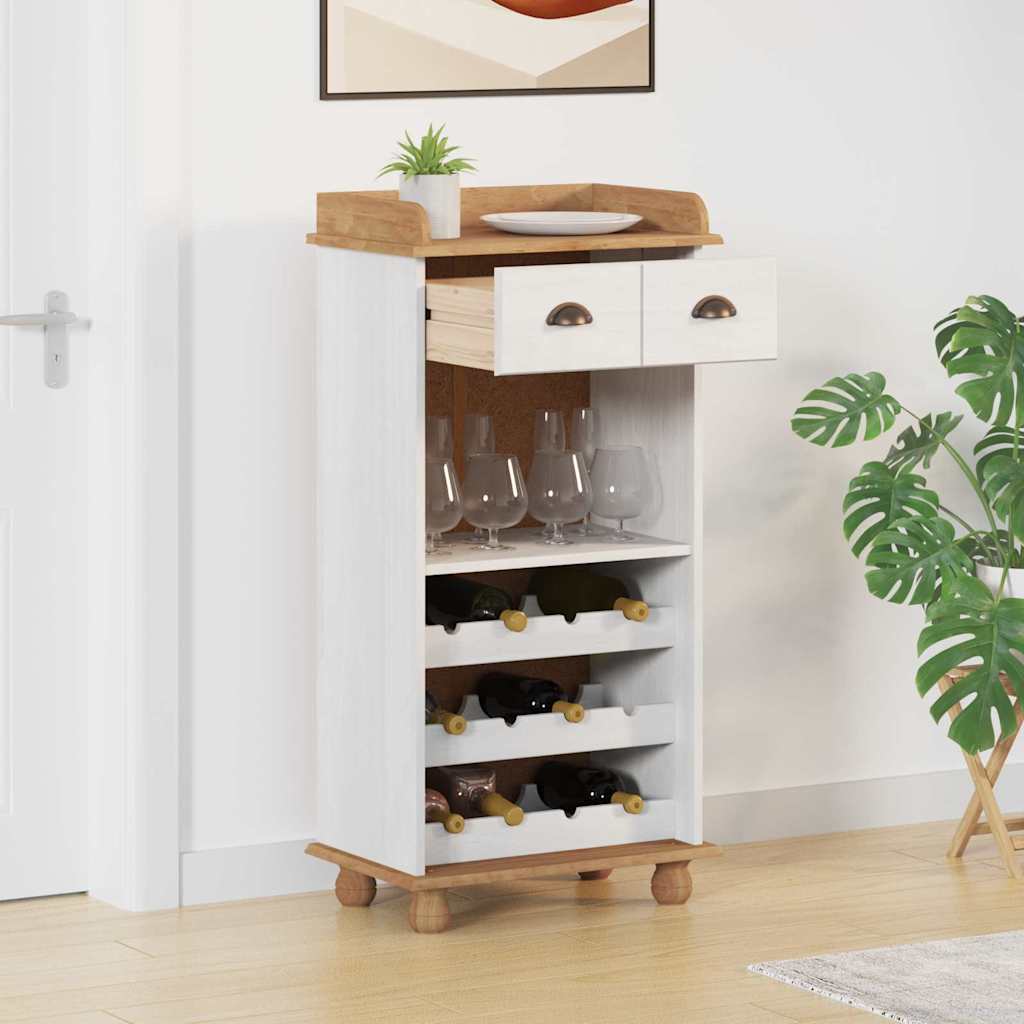 Weinschrank ASKIM Weiß 57 x 37 x 114 cm Massivholz Kiefer