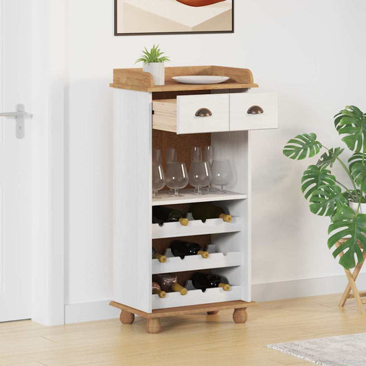 Weinschrank ASKIM Weiß 57 x 37 x 114 cm Massivholz Kiefer