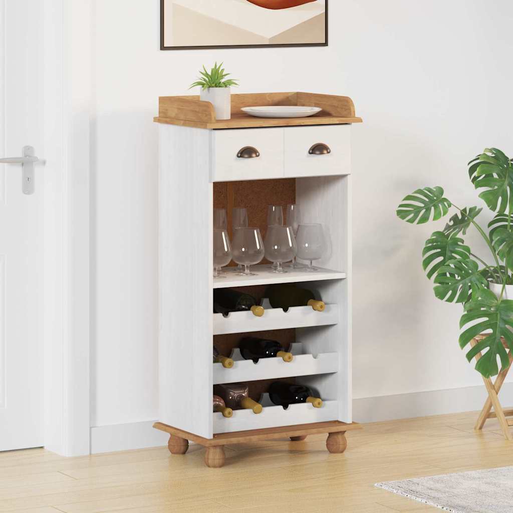 Weinschrank ASKIM Weiß 57 x 37 x 114 cm Massivholz Kiefer