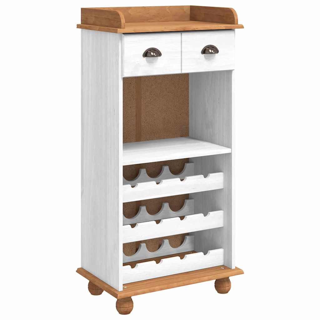 Weinschrank ASKIM Weiß 57 x 37 x 114 cm Massivholz Kiefer