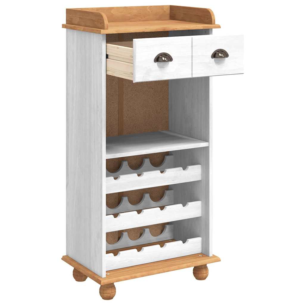 Weinschrank ASKIM Weiß 57 x 37 x 114 cm Massivholz Kiefer