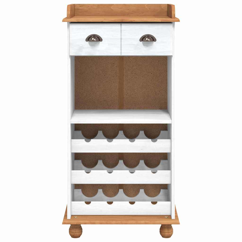 Weinschrank ASKIM Weiß 57 x 37 x 114 cm Massivholz Kiefer