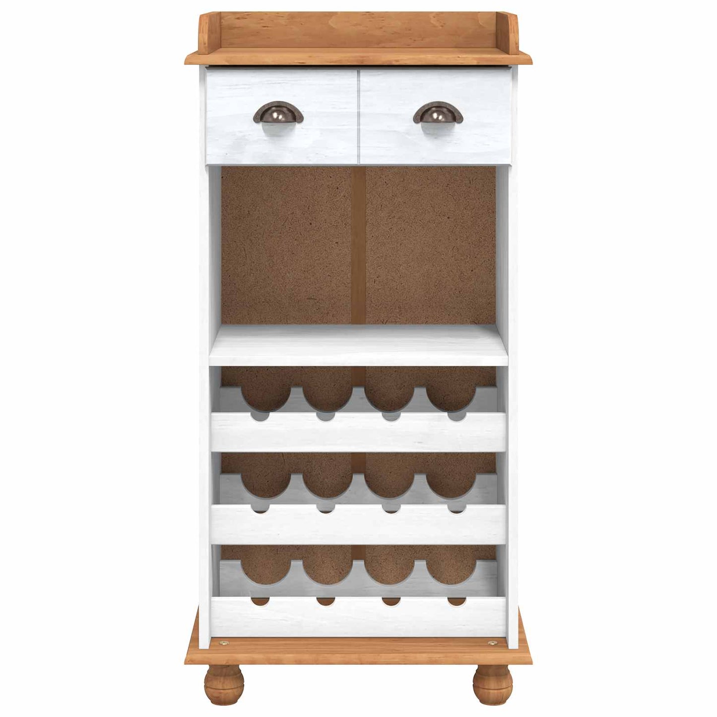 Weinschrank ASKIM Weiß mit Honigoberfläche 57 x 37 x 114 cm