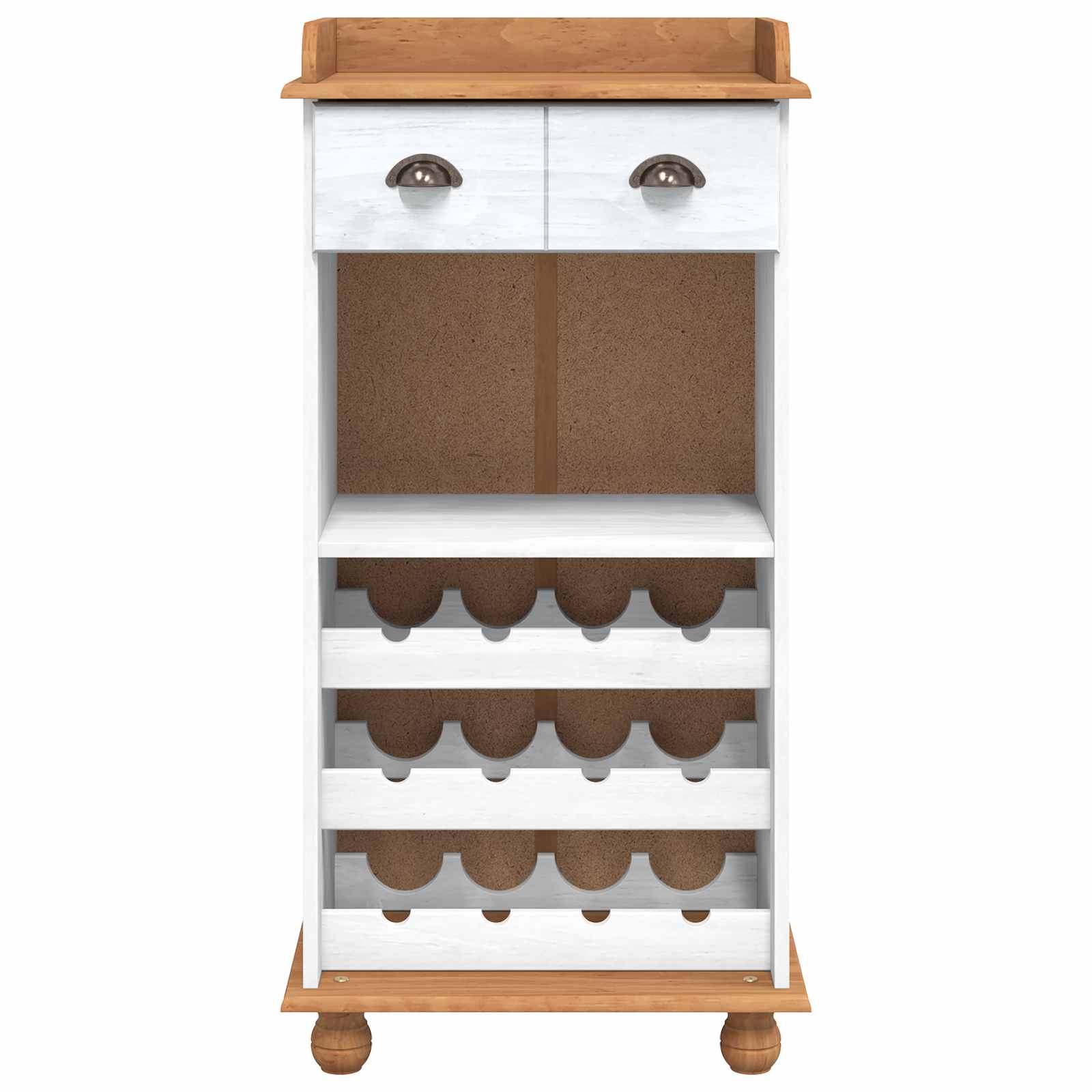 Weinschrank ASKIM Weiß mit Honigoberfläche 57 x 37 x 114 cm
