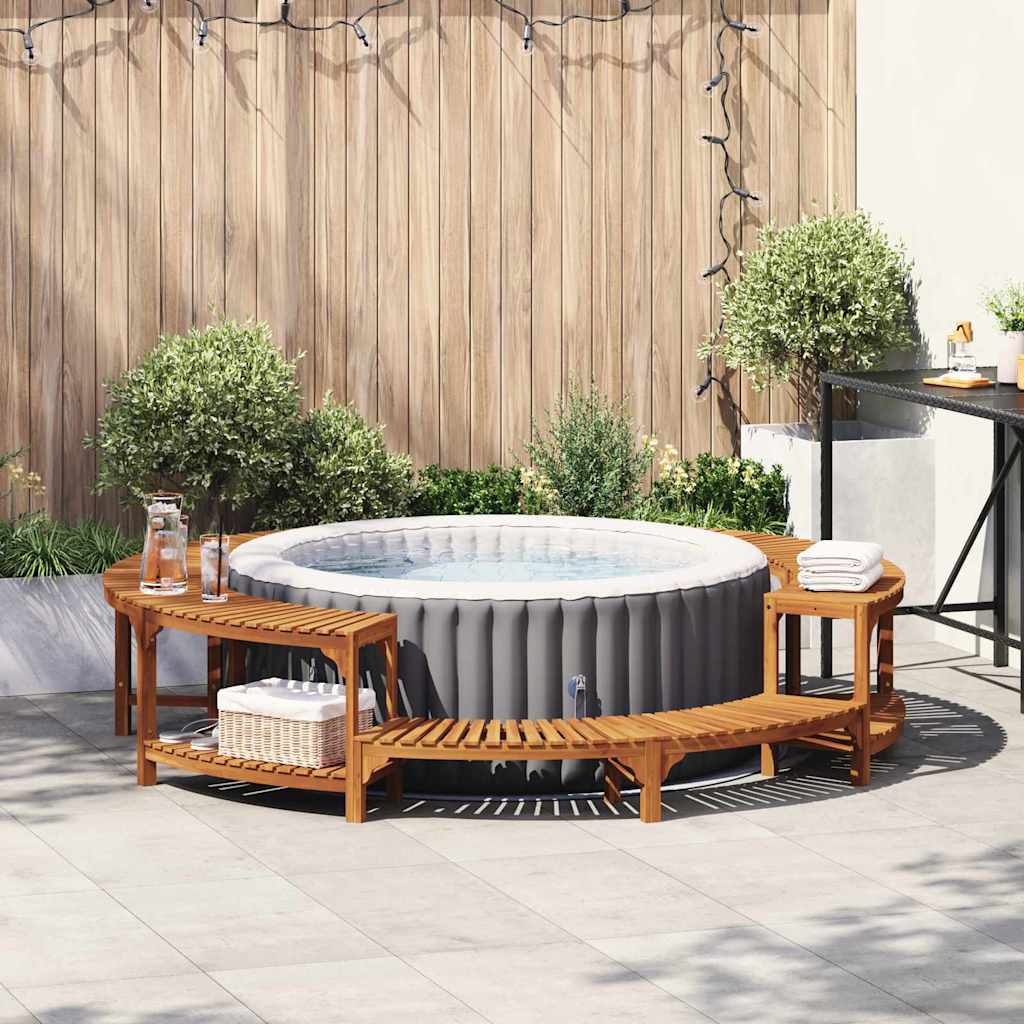 Whirlpool-Umrandung Braun Ø255 x 55,5 cm Massivholz Akazie