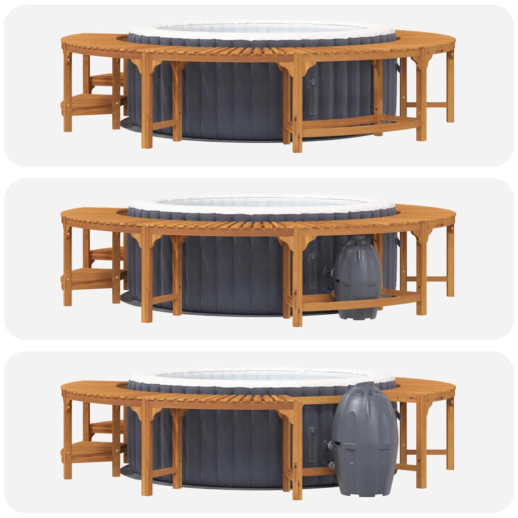 Whirlpool-Umrandung Braun Ø275 x 55,5 cm Massivholz Akazie
